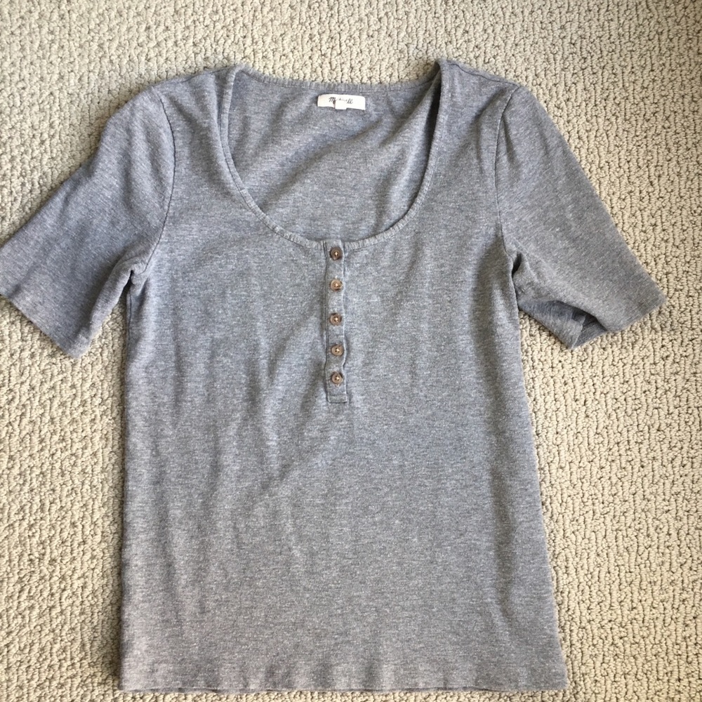 Madewell Heather Grey Fitted Henley Tee